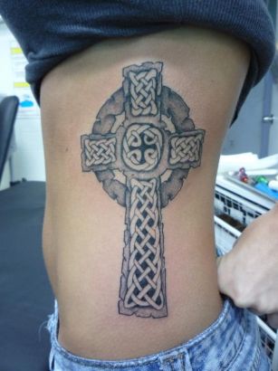 Celtic Cross Side Rib Tattoo